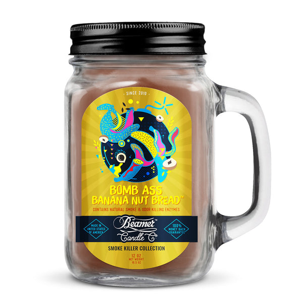 Beamer Candle Co. 12oz Glass Mason Jar - Bomb Ass Banana Nut Bread - Infyniti Scales