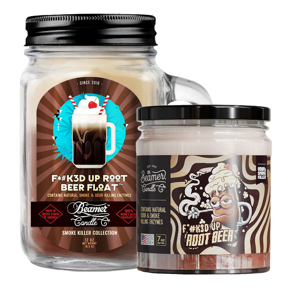 Beamer Candle Co. 7oz & 12oz Glass Mason Jar - f*#k3d Up Root Beer - Infyniti Scales