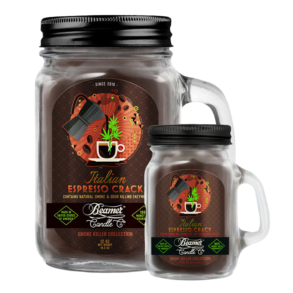 Beamer Candle Co. 12oz & 4oz Glass Mason Jars - Italian Espresso Crack - Infyniti Scales