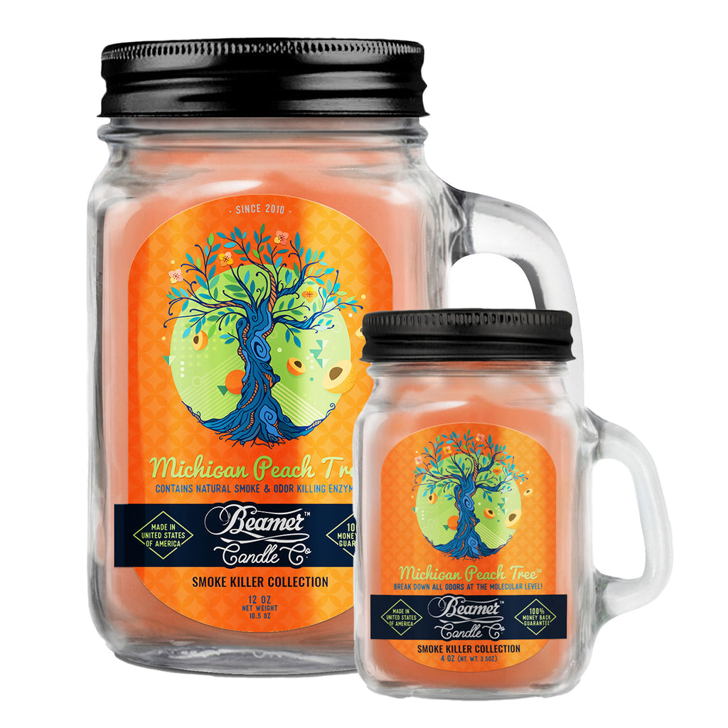 Beamer Candle Co. 12oz & 4oz Glass Mason Jars - Michigan Peach Tree - Infyniti Scales