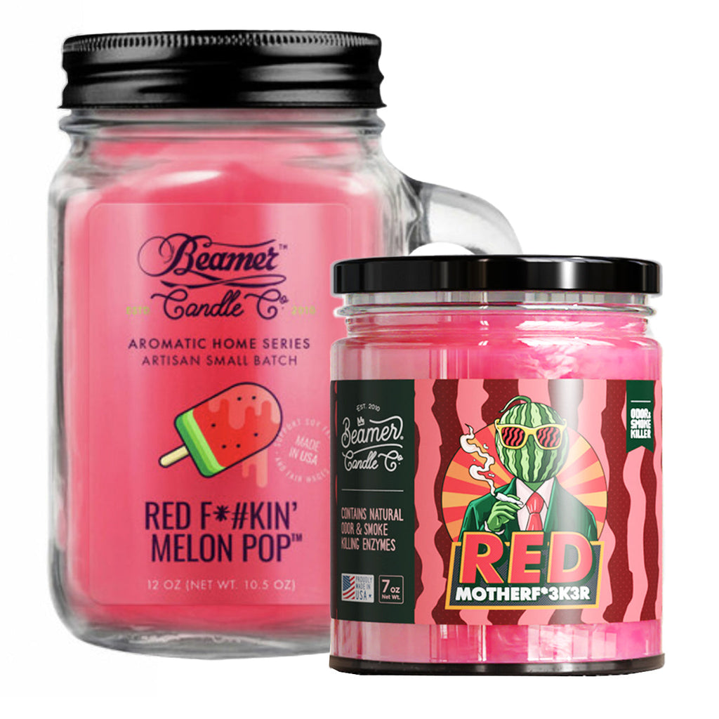 Beamer Candle Co. 7oz & 12oz Glass Mason Jar - Red F*#kin' Melon Pop - Infyniti Scales