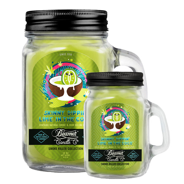Beamer Candle Co. 12oz & 4oz Glass Mason Jars - Skinny Dippin' Lime in the Coco - Infyniti Scales