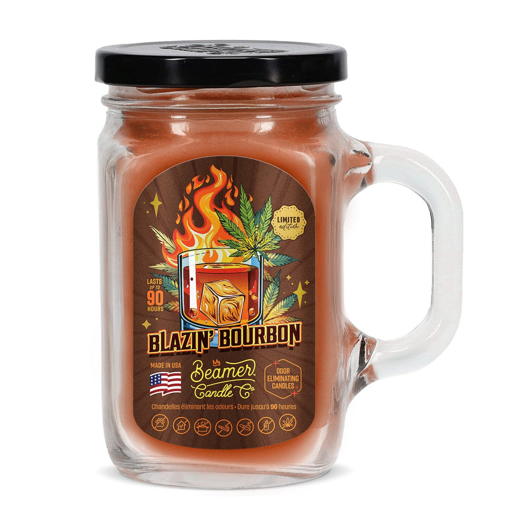 Beamer Candle Co. 12oz Glass Mason Jar, Blazin’ Bourbon - Infyniti Scales